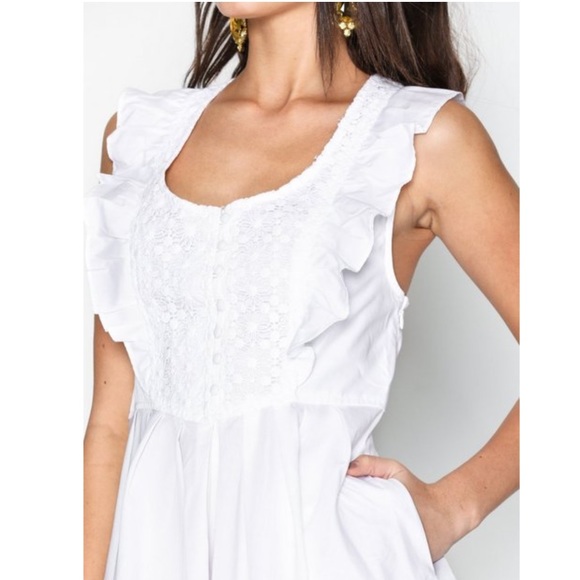 Free People White Half Moon Smocked Mini Dress - Picture 2 of 8